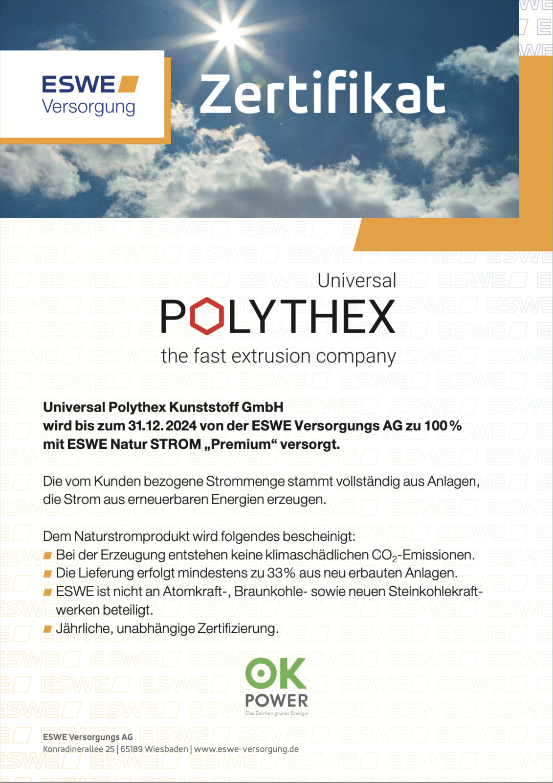 Wir setzen weiterhin auf 100 % grünen Strom und nutzen diesen