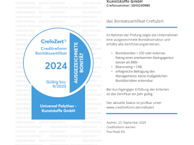 Erneut das CrefoZert Bonitätszertifikat für Polythex!